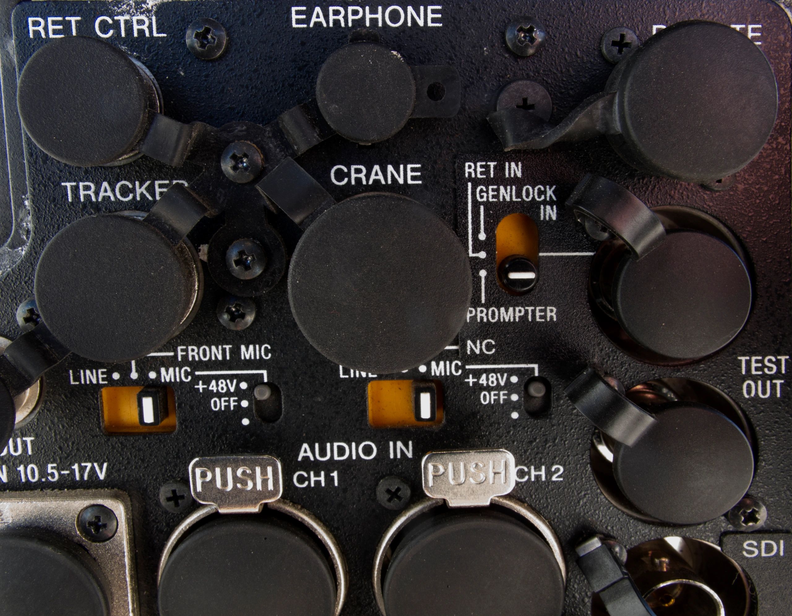 Gaming control panel with colorful buttons